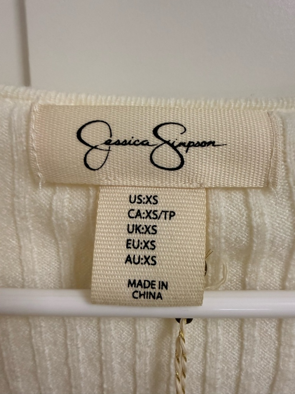 Jessica Simpson Cream Ruffle-Trim Ribbed Cardigan Sweater - Picture 4 of 4